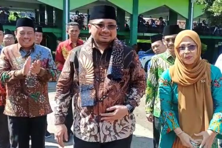 Menteri Agama RI, Yaqut Cholil Qaumas saat berkunjung di Kabupaten Ponorogo, Jawa Timur, Sabtu (18/6/2022) kemarin.