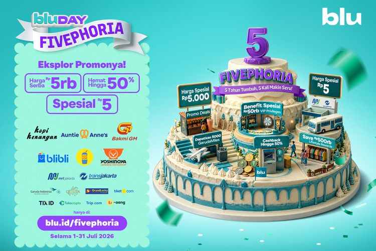 Rayakan Ulang Tahun Ke-5, blu by BCA Digital Tebar Promo Serba Rp 5.000 hingga Tarif Transportasi Rp 5