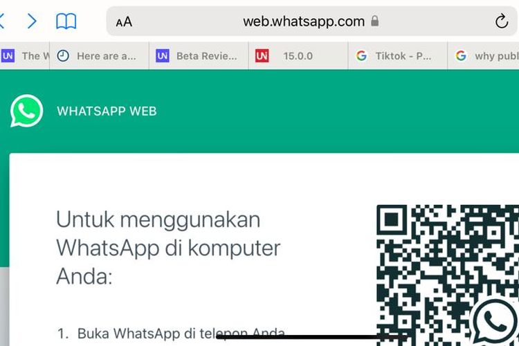 Tampilan WhatsApp Web di HP setelah beralih ke antarmuka desktop.