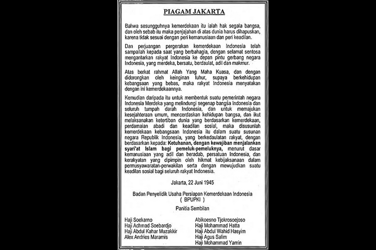 Naskah Piagam Jakarta.