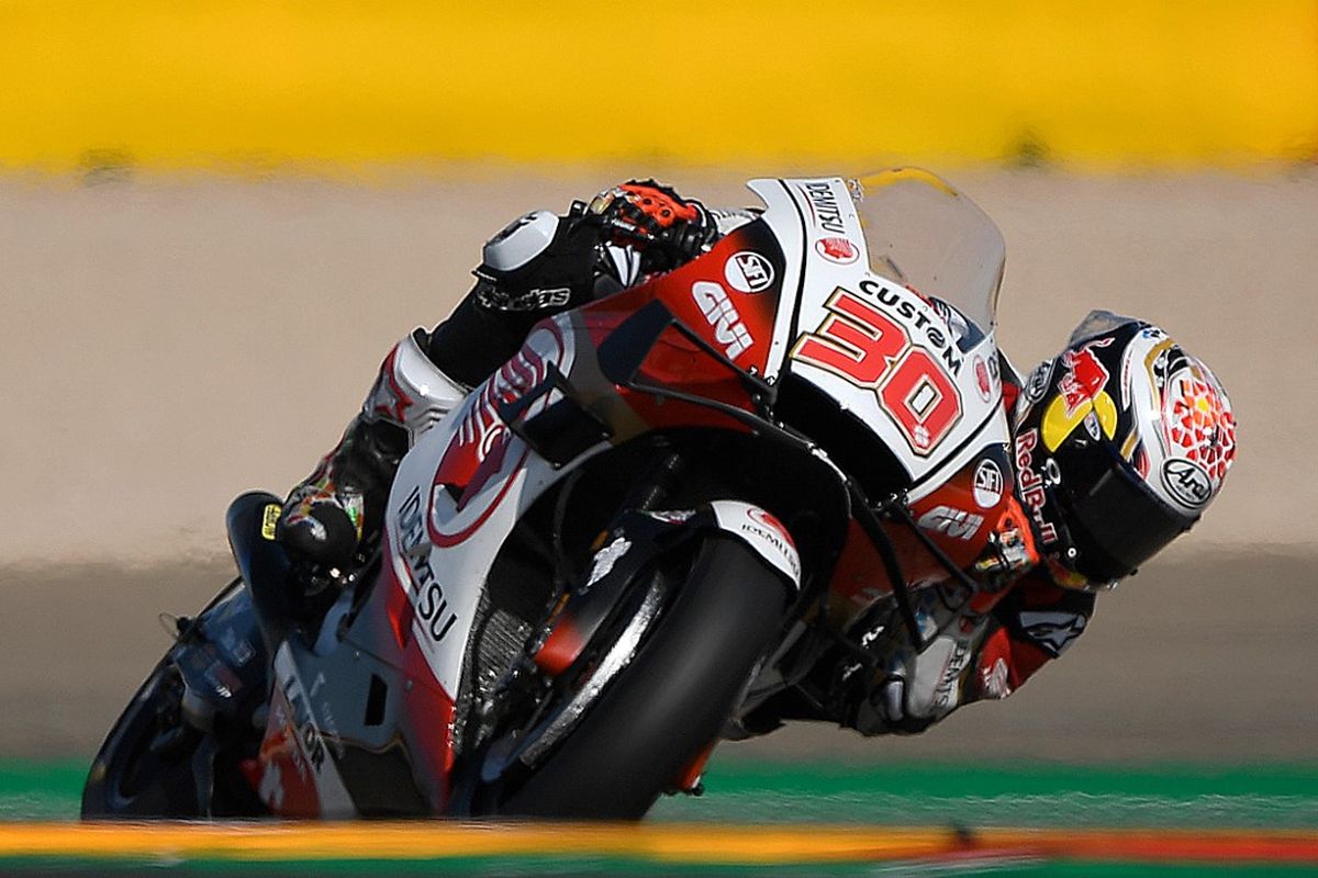 Takaaki Nakagami saat berlaga di MotoGP Teruel. (Photo by PIERRE-PHILIPPE MARCOU / AFP)