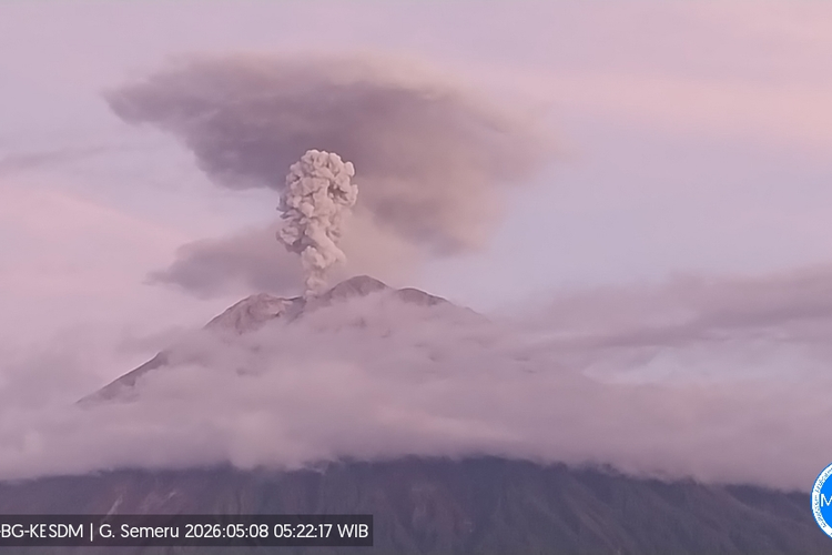 Gunung Semeru Erupsi 5 Kali Jumat Pagi, Semburkan Asap Setinggi 1.200 Meter