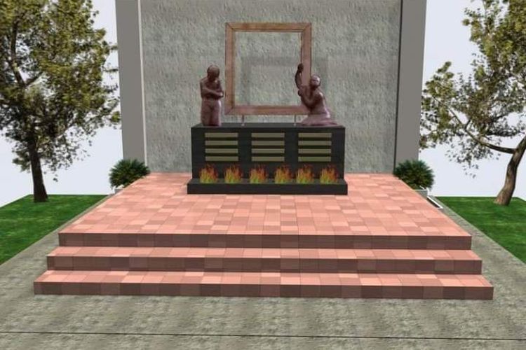 Desain Monumen Herman Hendrawan dan Petrus Bima Anugerah dari Dolorosa Sinaga, yang urung dibangun di Kampus Unair (Foto: Dandik Katjasungkana)