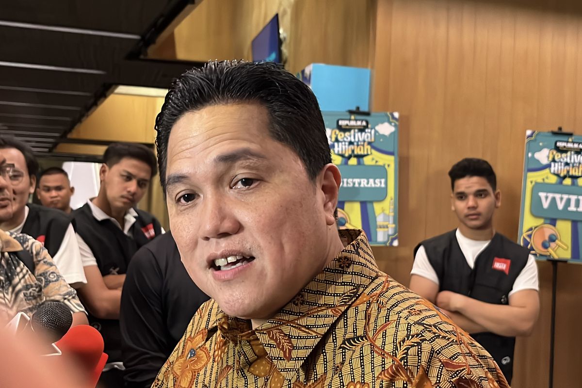 Menteri Badan Usaha Milik Negara (BUMN) Erick Thohir saat ditemui di Taman Ismail Marzuki (TIM), Jakarta Pusat, Rabu (19/7/2023).