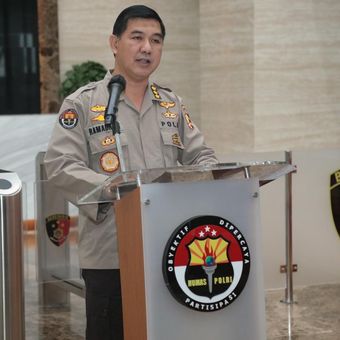 Kepala Bagian Penerangan Umum Polri Kombes Ahmad Ramadhan di Bareskrim Polri, Jakarta Selatan.