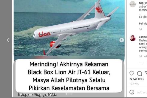 Ramai Rekaman Disebut dari Blackbox Lion Air JT-610, Ini Kata KNKT