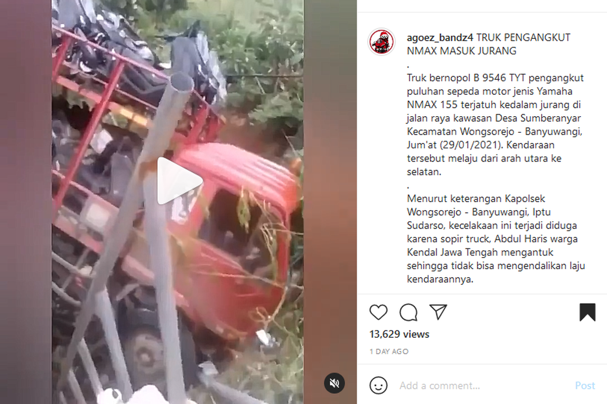 Potongan video truk masuk jurang