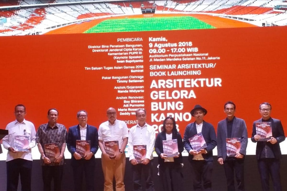 Peluncuran buku berjudul Arsitektur Gelora Bung Karno 2018, Kamis (9/8/2018) di Auditorium Perpustakaan Nasional, Jakarta.