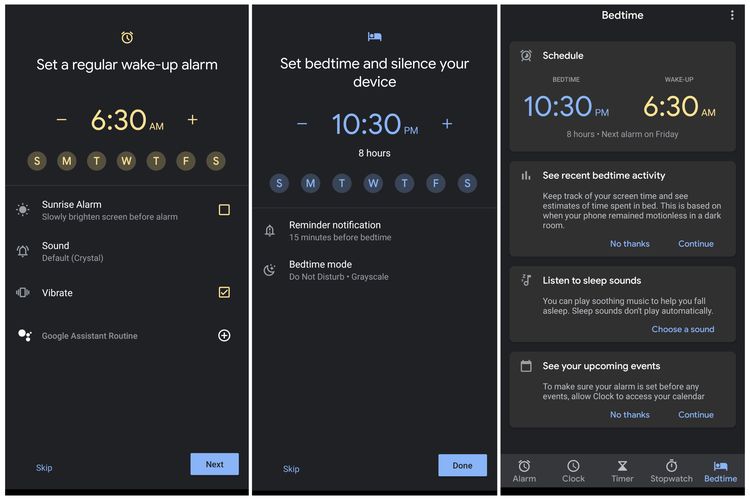 Cara menggunakan Bedtime Mode di aplikasi Google Clock.