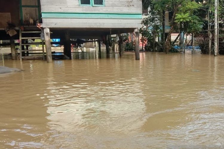 Banjir yang merendam rumah warga di Kabupaten Pidie Jaya, Aceh, Selasa (18/1/2022).