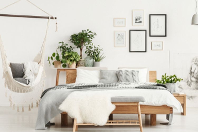 ilustrasi kamar tidur berwarna putih