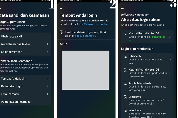 Ilustrasi cara login activity di HP