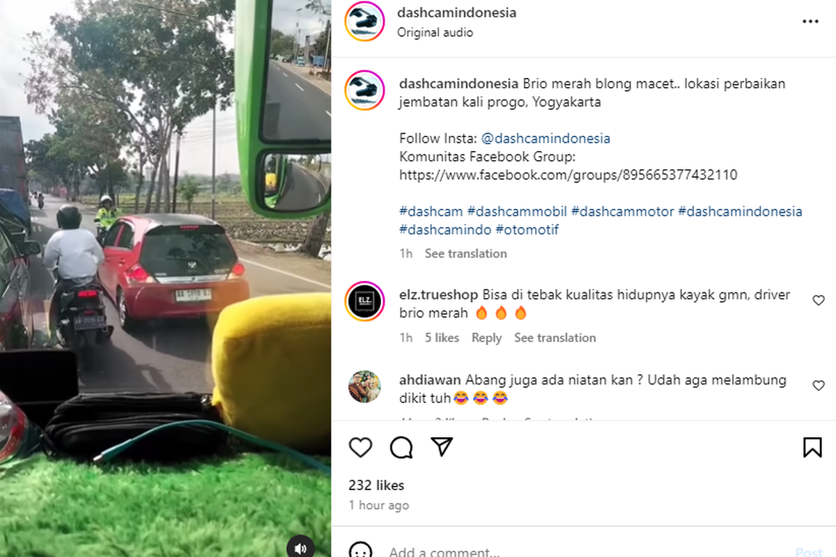 Polisi pukul mundur Honda Brio yang lawan arah.