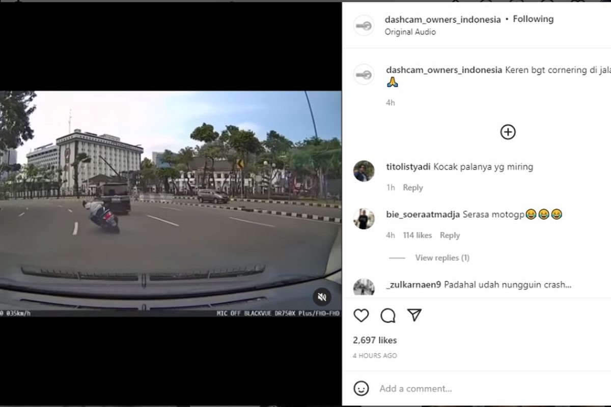 Video pengendara motor ugal-ugalan dengan aksi cornering di jalan raya