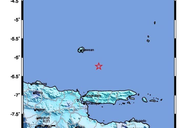 Gempa dengan kekuatan magnitudo 5,5 sempat mengguncang wilayah Laut Jawa, Bangkalan, Jawa Timur, Jumat (4/8/2023) sekitar pukul 07.31 WIB.