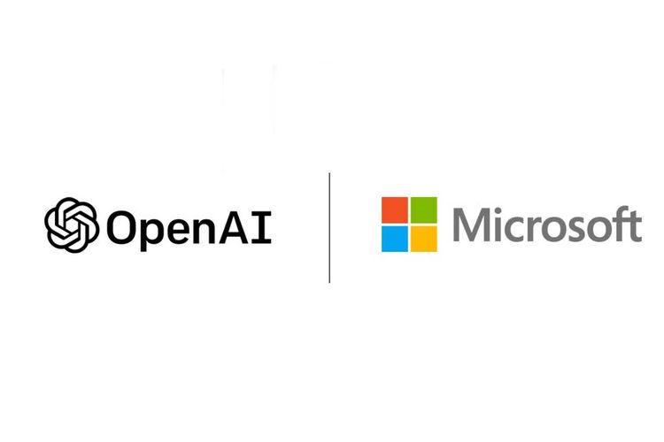 Ilustrasi logo OpenAI dan Microsoft.