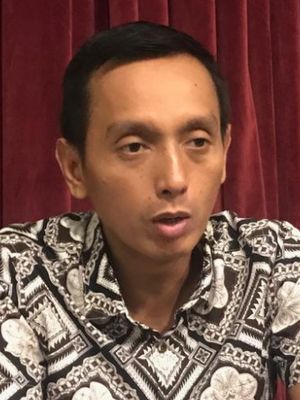 Direktur Imparsial Al Araf dalam acara diskusi bertajuk Mencari Hakim Pelindung Hak Konstitusi, di Tjikini Lima, Jakarta Pusat, Senin (11/3/2019). 