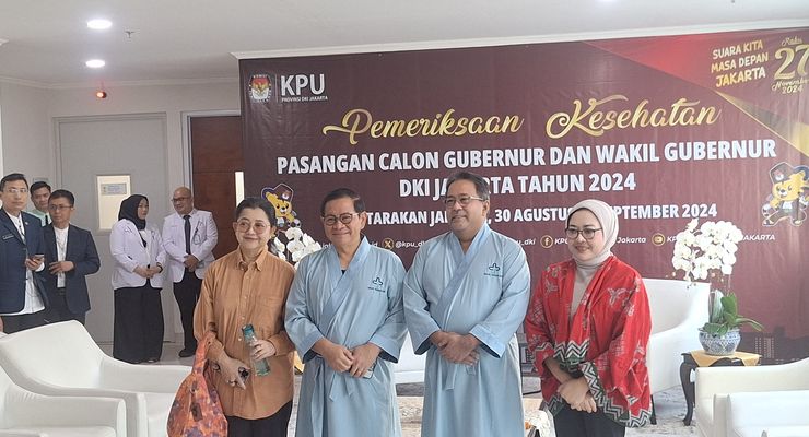 Jalani Pemeriksaan Kesehatan, Pramono Anung-Rano Karno Ditemani Istri