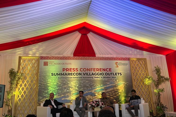 Konferensi pers Summarecon Villaggio Outlets di Summarecon Emerald Karawang, Karawang, Rabu (4/10/2023).