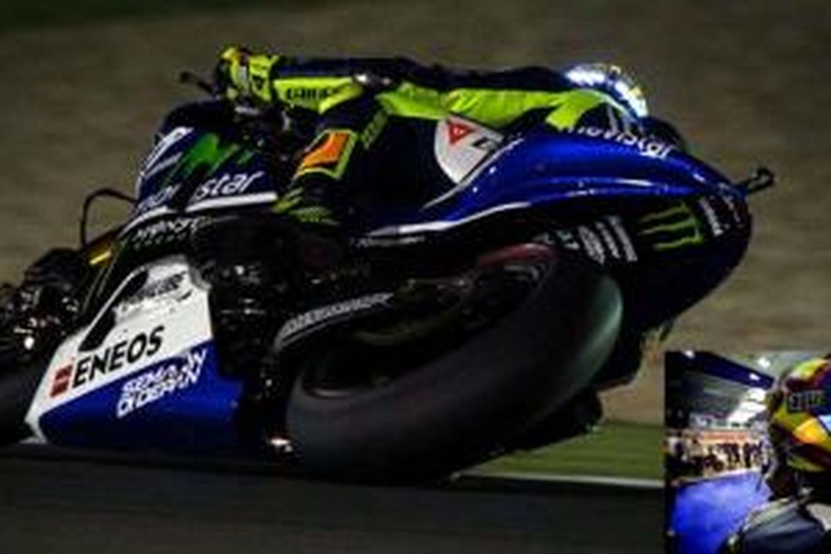 Valentino Rossi berlaga di MotoGP seri Qatar dengan helm LED.