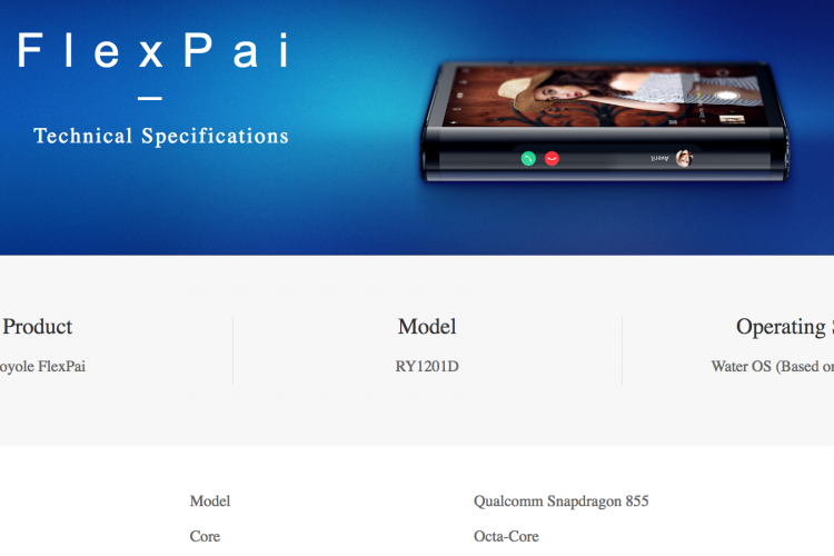 Royole FlexPai, yang pertama pakai Snapdragon 855.