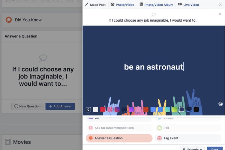 Fitur baru Facebook yang menanyakan berbagai hal ke pengguna.