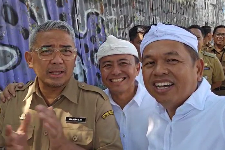 Gubernur Jawa Barat Dedi Mulyadi dan Wali Kota Bandung Farhan saat bertemu di Kota Bandung, Selasa (8/4/2025). 