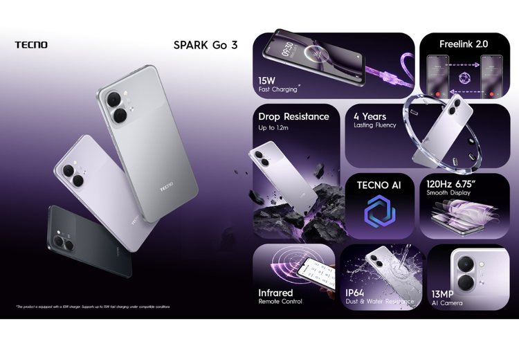 Spesifikasi Tecno Spark Go 3 di Indonesia. 