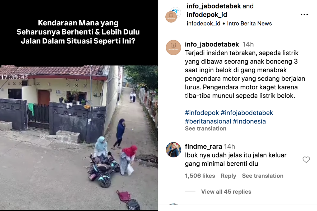 Kecelakaan di persimpangan jalan