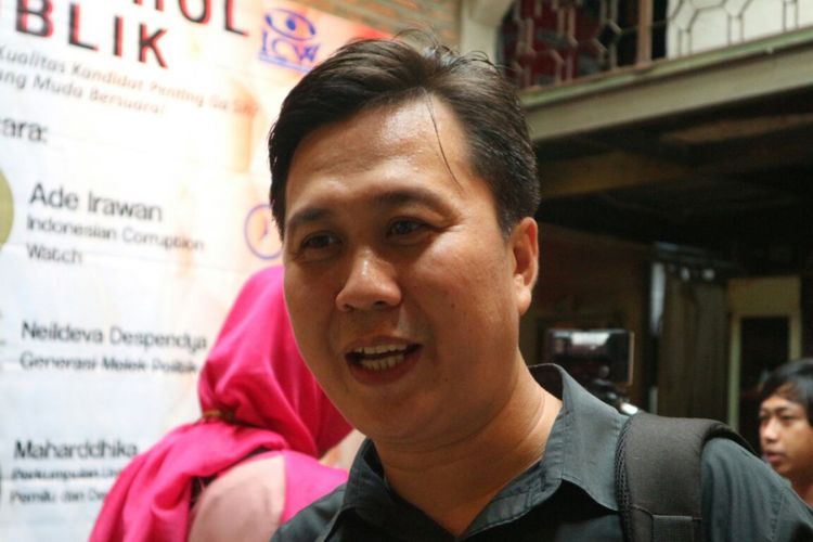 Deputi Indonesia Corruption Watch (ICW), Ade Irawan ketika ditemui dalam sebuah diskusi di Jakarta, Sabtu (24/3/2018).