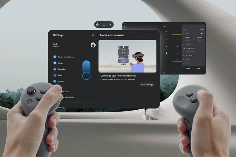 Ilustrasi Galaxy XR Controllers.