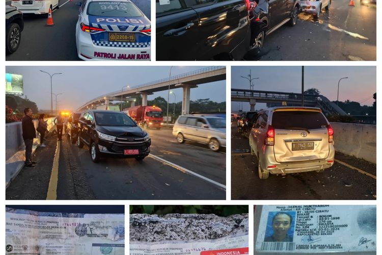 Tabrakan beruntun tiga mobil terjadi di Tol Jagorawi KM 19 arah Cawang, Jakarta Timur, Kamis (28/7/2022), sekitar pukul 06.25 WIB.