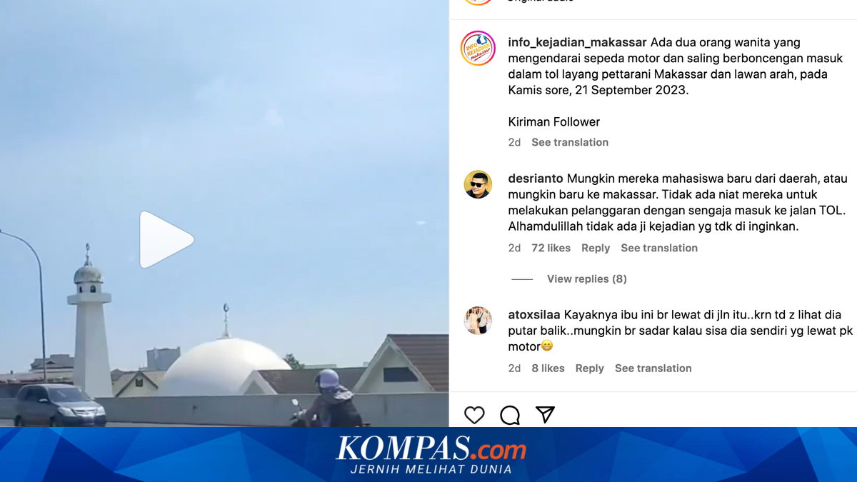 Video Pengendara Motor Wanita Masuk Jalan Tol dan Lawan Arus