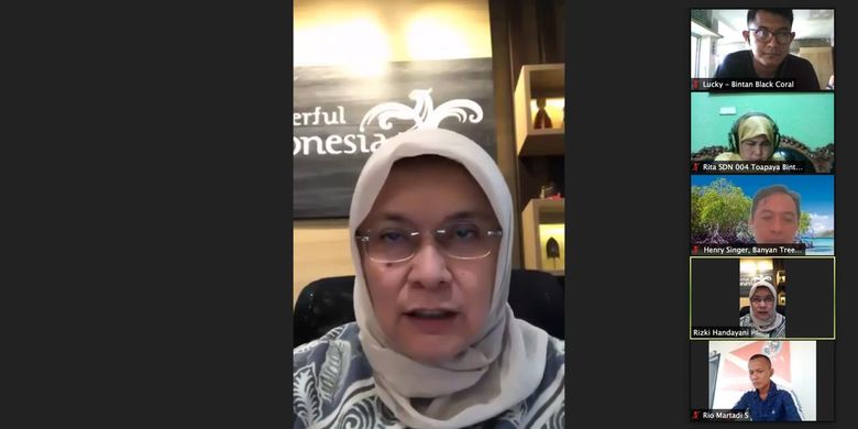 Deputi Bidang Produk Wisata dan Penyelenggaraan Kegiatan atau Events Kemenparekraf, Rizki Handayani saat dalam webinar, Selasa (9/6/2020).