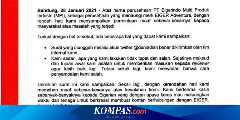 Trending Eiger Bermula Dari Surat Keberatan Hingga Minta Maaf Kepada Youtuber Halaman All Kompas Com