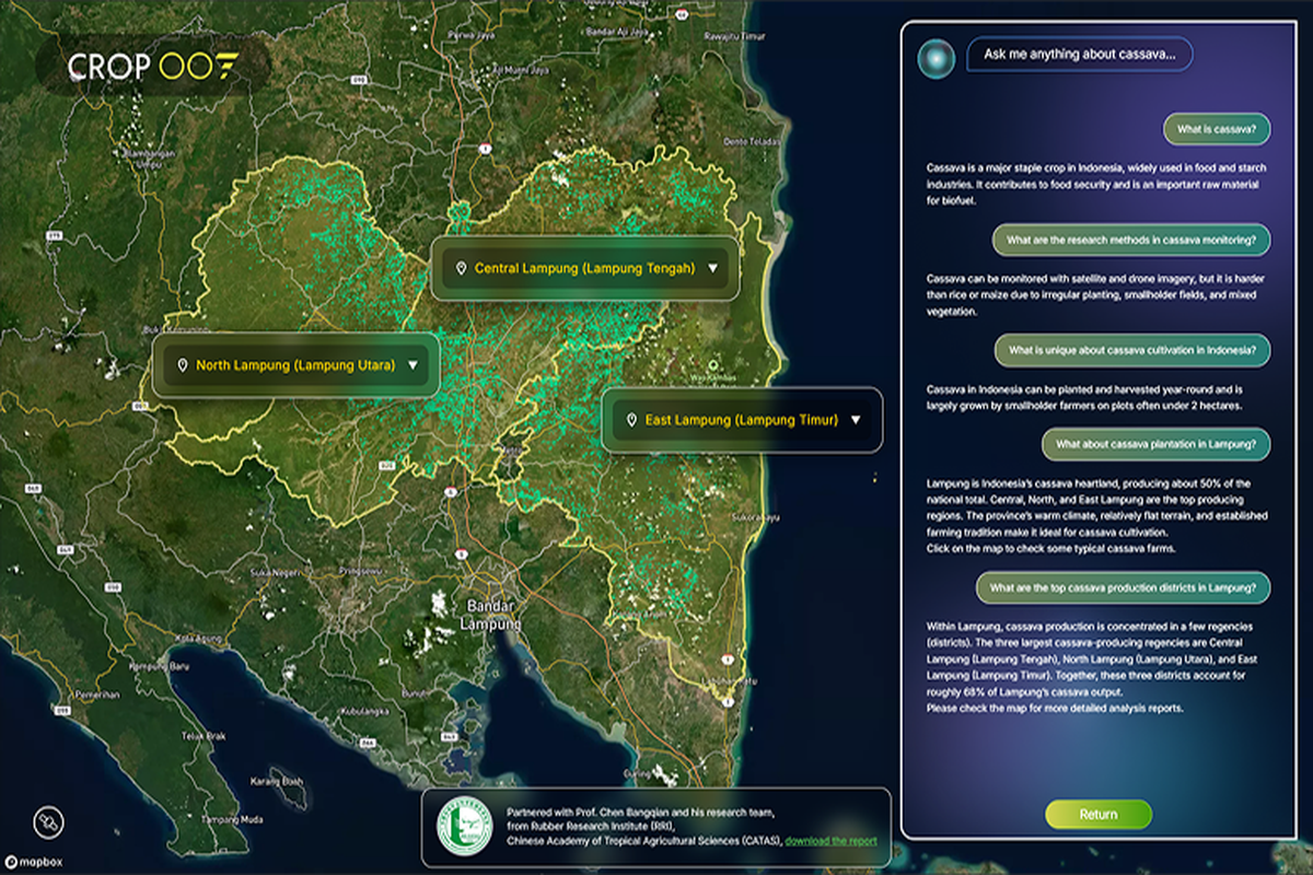 Platform CROP007 diluncurkan STAR.VISION pada gelaran GDTE 2025. Platform ini menampilkan proof of concept pemantauan perkebunan singkong di Provinsi Lampung dengan analitik satelit berbasis AI. 