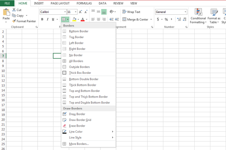 Fungsi border pada Microsoft Excel