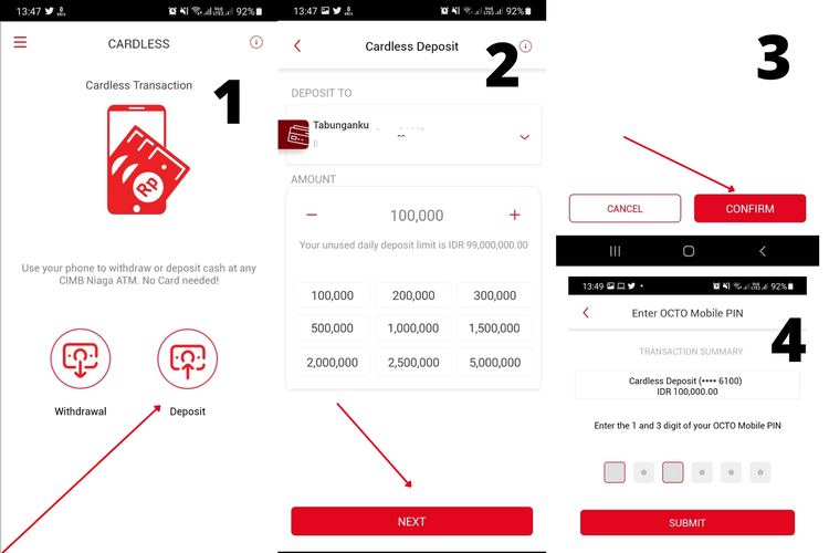 cara tarik dan setor tunai tanpa kartu CIMB