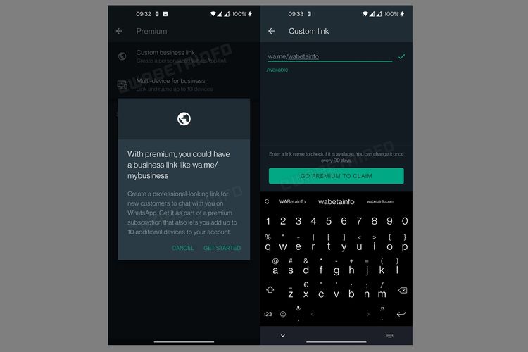 Tautan custom WhatsApp Premium