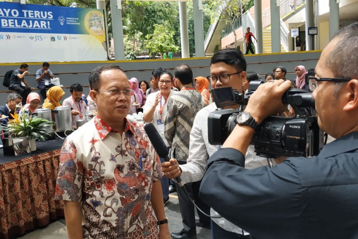 Direktur Jenderal (Ditjen) GTK Supriano dalam acara Innovative School Programme yang digelar Jakarta Intercultural School (JIS) di Jakarta (9/2/2019).