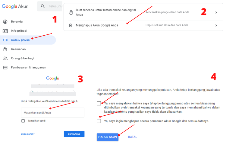 Cara Hapus Akun Google Secara Permanen