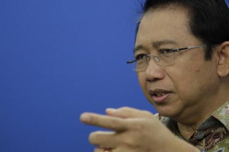 Ketua DPR RI Marzuki Alie saat berkunjung ke Redaksi Kompas.com, Palmerah, Jakarta, Senin (6/1/2014).  