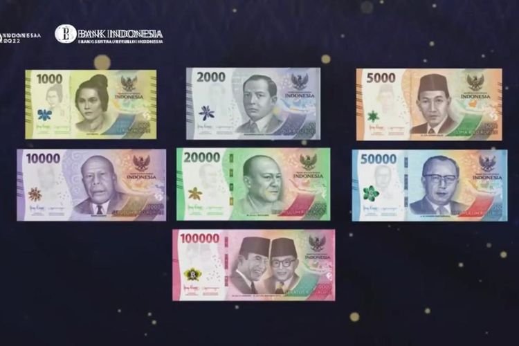 Bentuk pecahan kertas uang Rupiah baru 2022