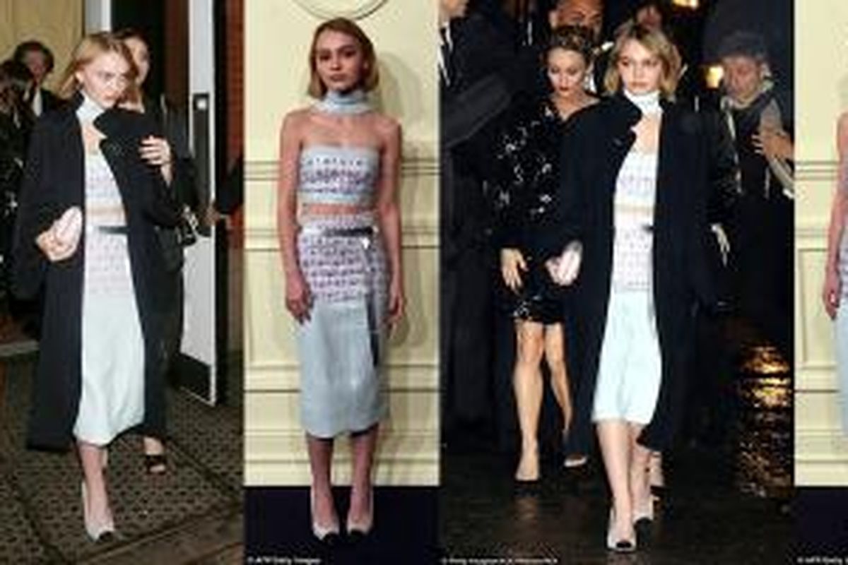Mengenakan busana rancangan Karl Lagerfeld, Lily-Rose tampil memukau dengan busana two pieces dari koleksi Chanel Couture.