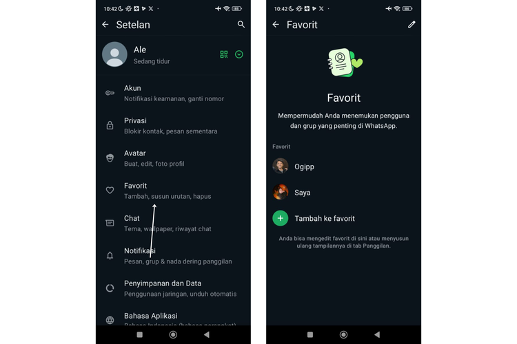 Ilustrasi cara tambahkan pesan favorit di WhatsApp
