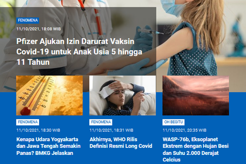 [POPULER SAINS] Pfizer Ajukan Izin Vaksin Covid-19 Anak Usia 5-11 Tahun | Kenapa Yogyakarta dan Jateng Semakin Panas?