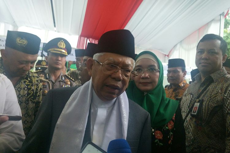 Wakil Presiden Maruf Amin usau membuka Rakernas IPPNU di Jombang, Jawa Timur, Kamis (23/1/2020)