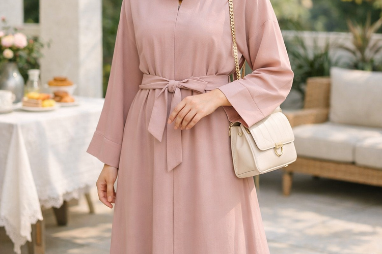 Abaya Morning Look Simpel dan Elegan untuk Siang Hari.