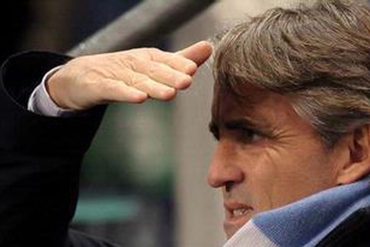 Pelatih Manchester City, Roberto Mancini.