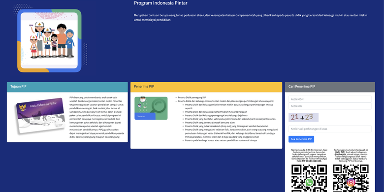 Tangkapan layar hasil pencarian cek penerima PIP 2026. Cek PIP 2026. Cara cek penerima PIP April 2026.